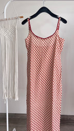 cream maroon gamthi long kurti