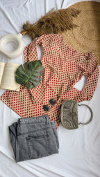 cream gamthi full sleeves short kurti