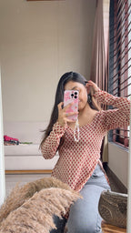 cream gamthi full sleeves short kurti