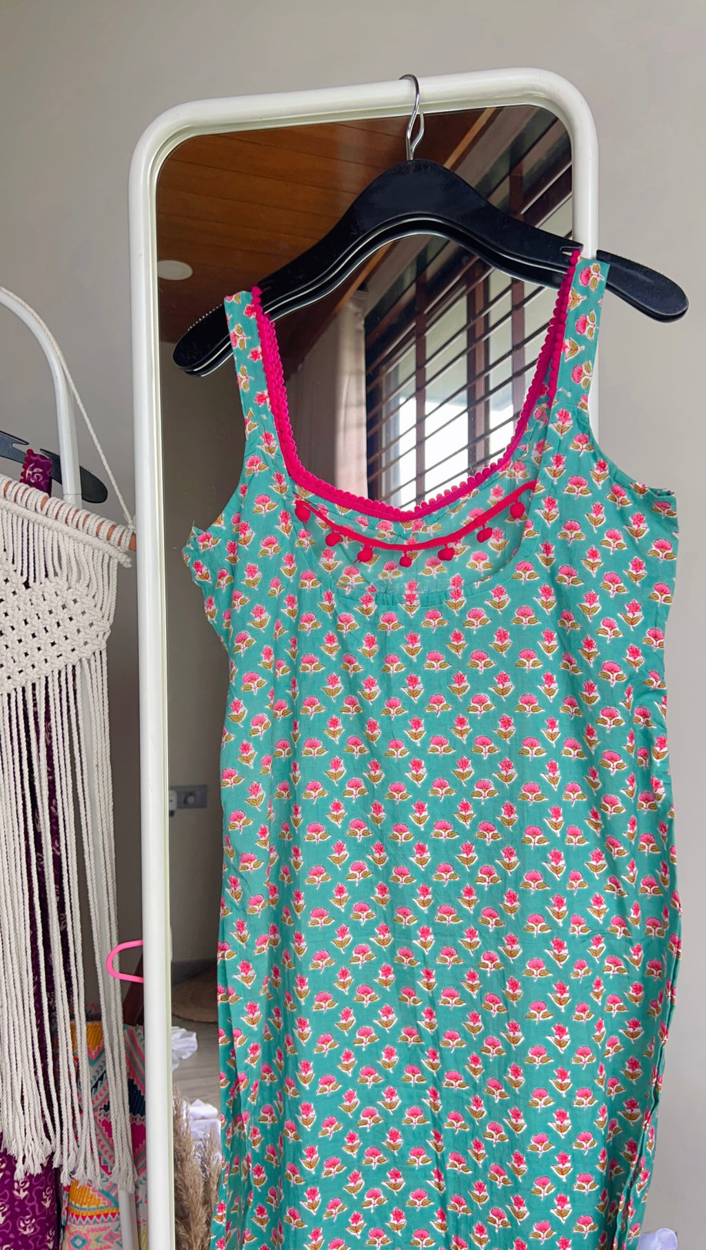 sea green butti long kurti